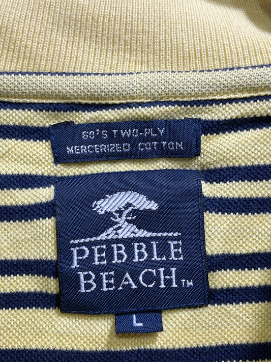 Pebble Beach Yellow Cotton Polo T Shirt For Men Large