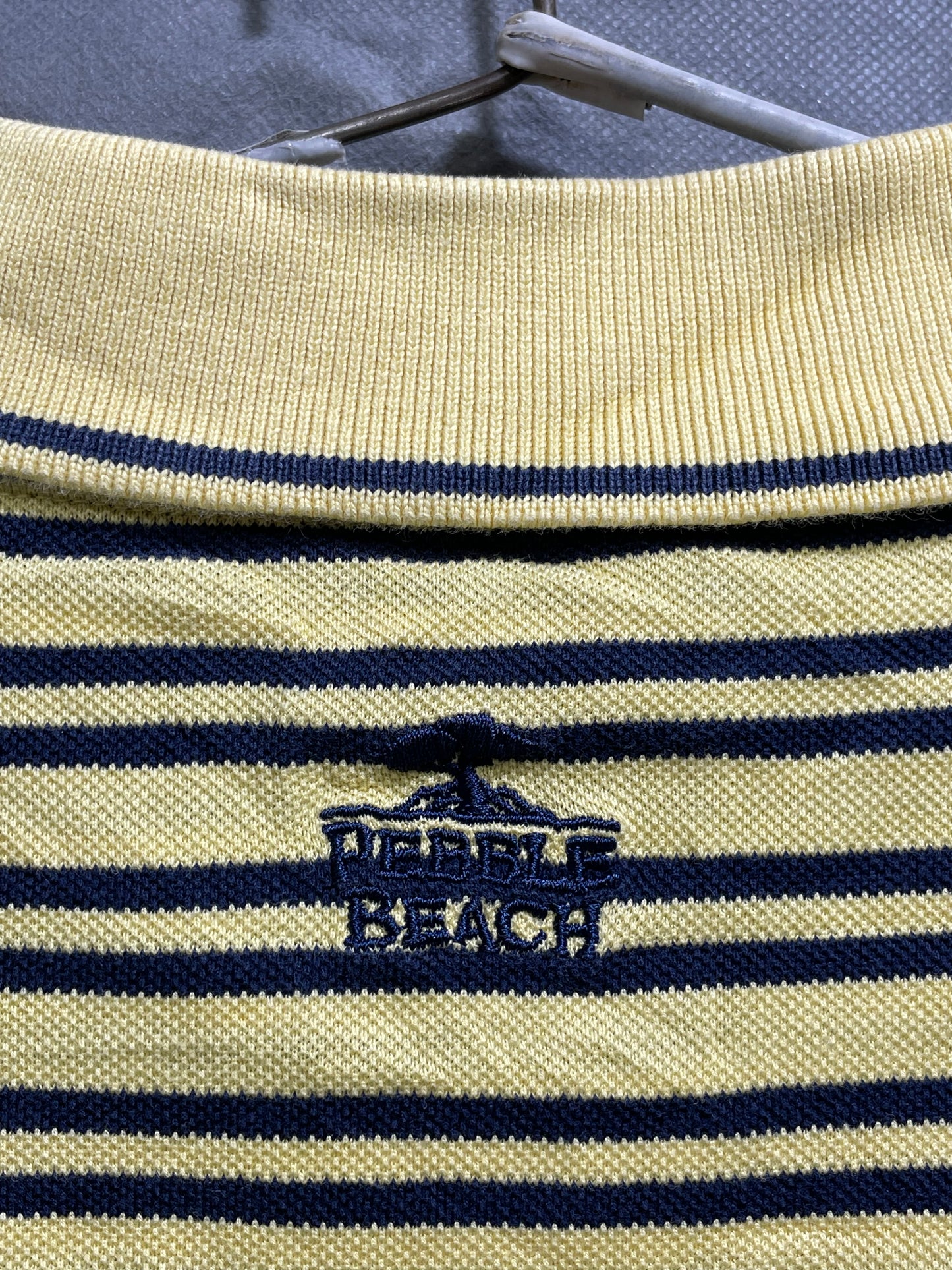 Pebble Beach Yellow Cotton Polo T Shirt For Men Large