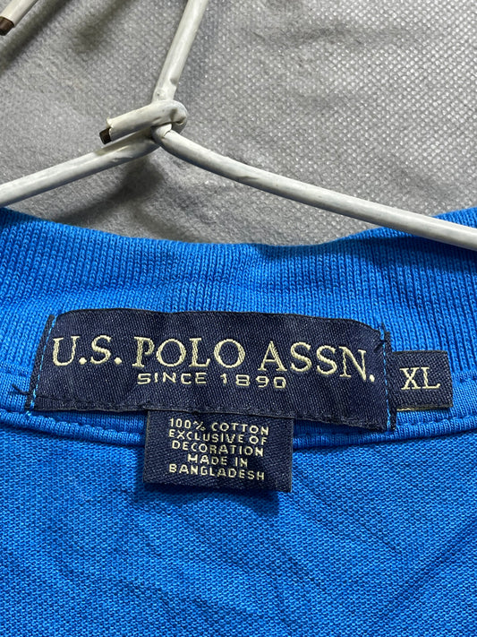U.S Polo Assn Blue Cotton Polo T Shirt For Men X Large
