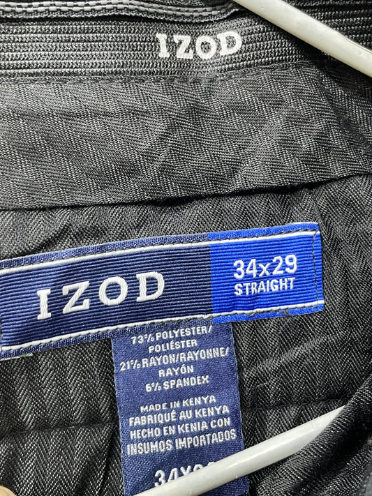 Izod Gray Polyester Dress Pant For Men M