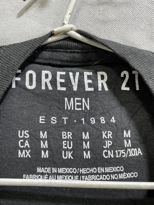 Forever 21 Black Gray Cotton T Shirt For Men Medium