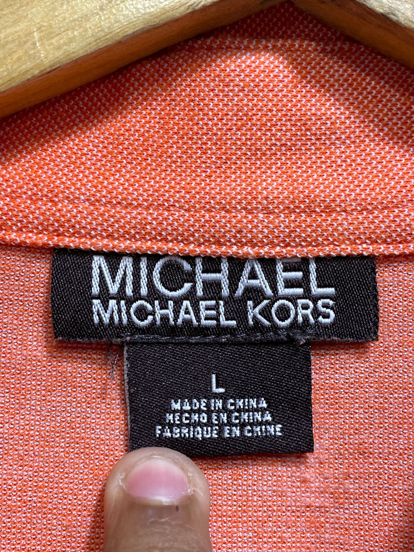 Michael Kors Orange Polyester Sport Polo T Shirt For Men L