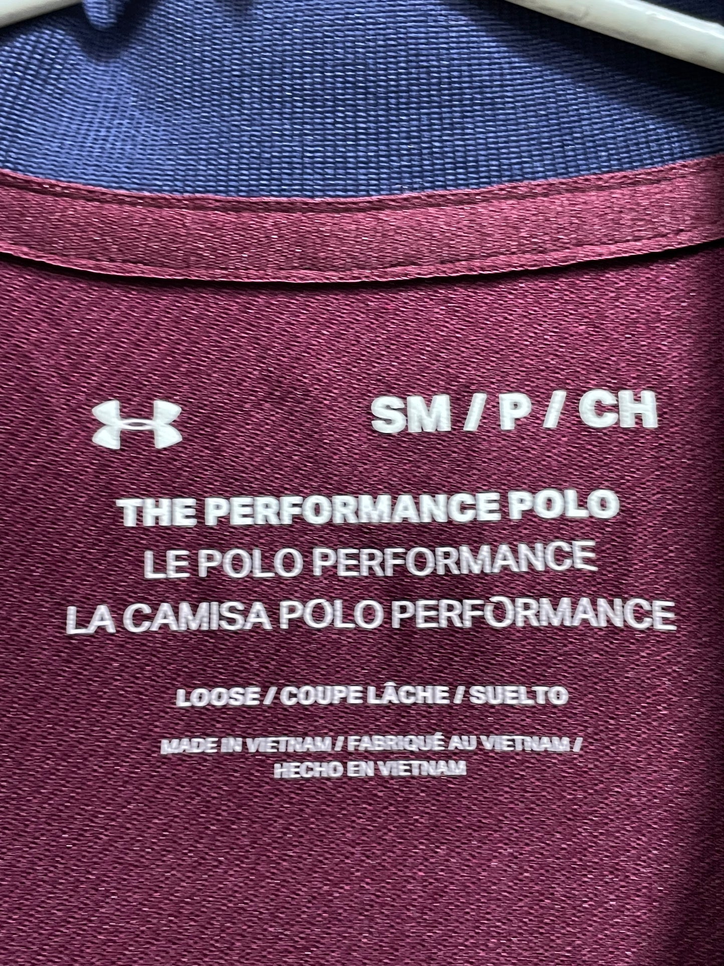 Under Armour Maroon Polyester Sport Polo T Shirt For Men Small