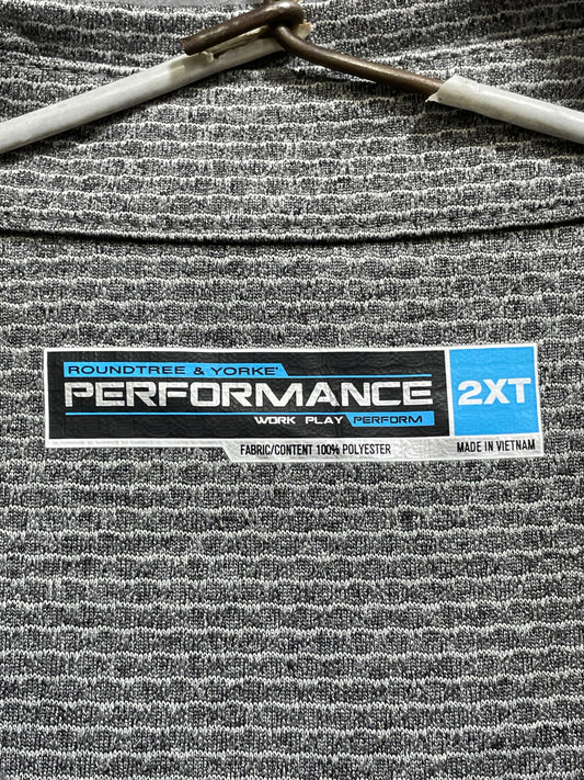 Performance Gray Polyester Sport Polo T Shirt For Men L