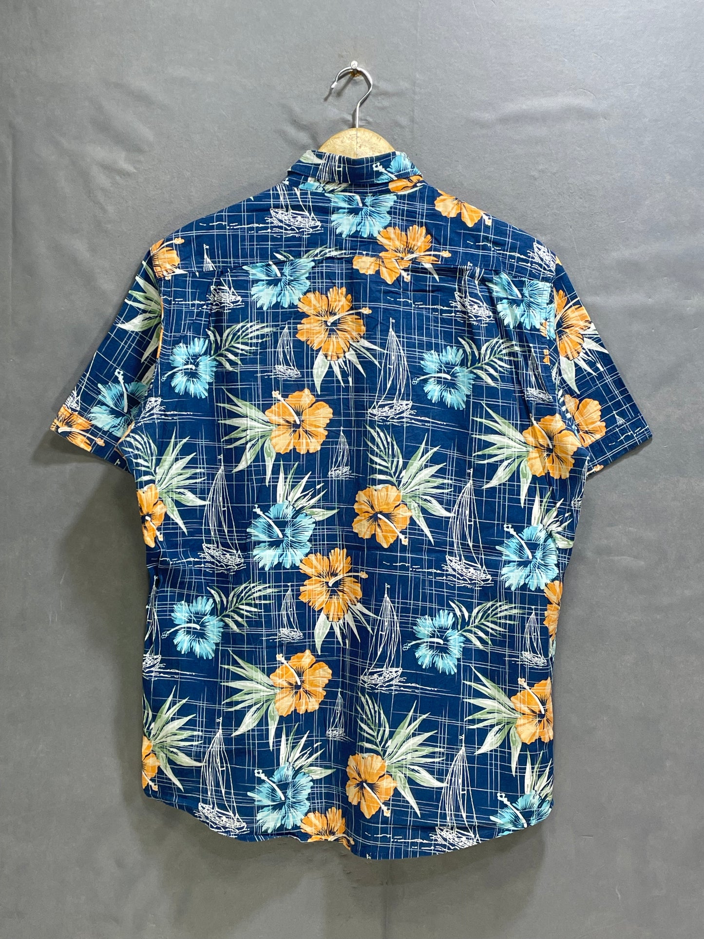Izod Blue Cotton Shirt For Men Medium