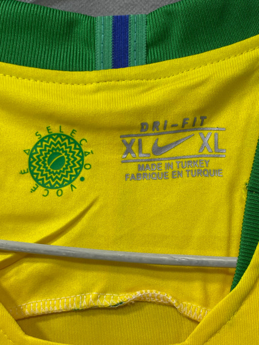 Nike Dri Fit Brasil Yellow Football Sports For Men T Shirt XL