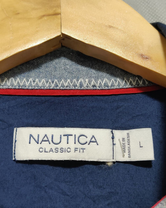 Nautica Blue Cotton Shirt For Men L