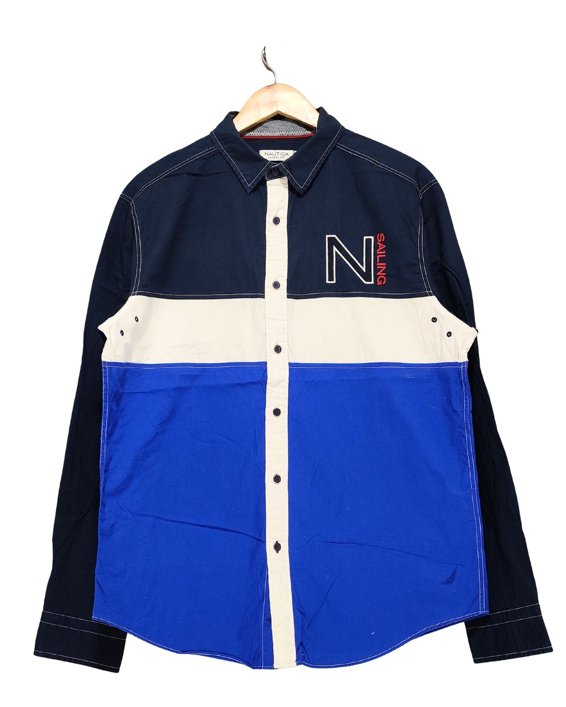 Nautica Blue Cotton Shirt For Men L