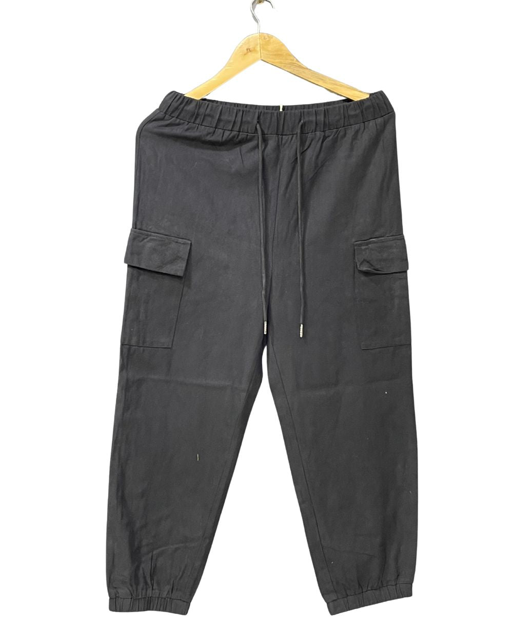 CRESCENT Black Cotton For Men Cargo Pant S