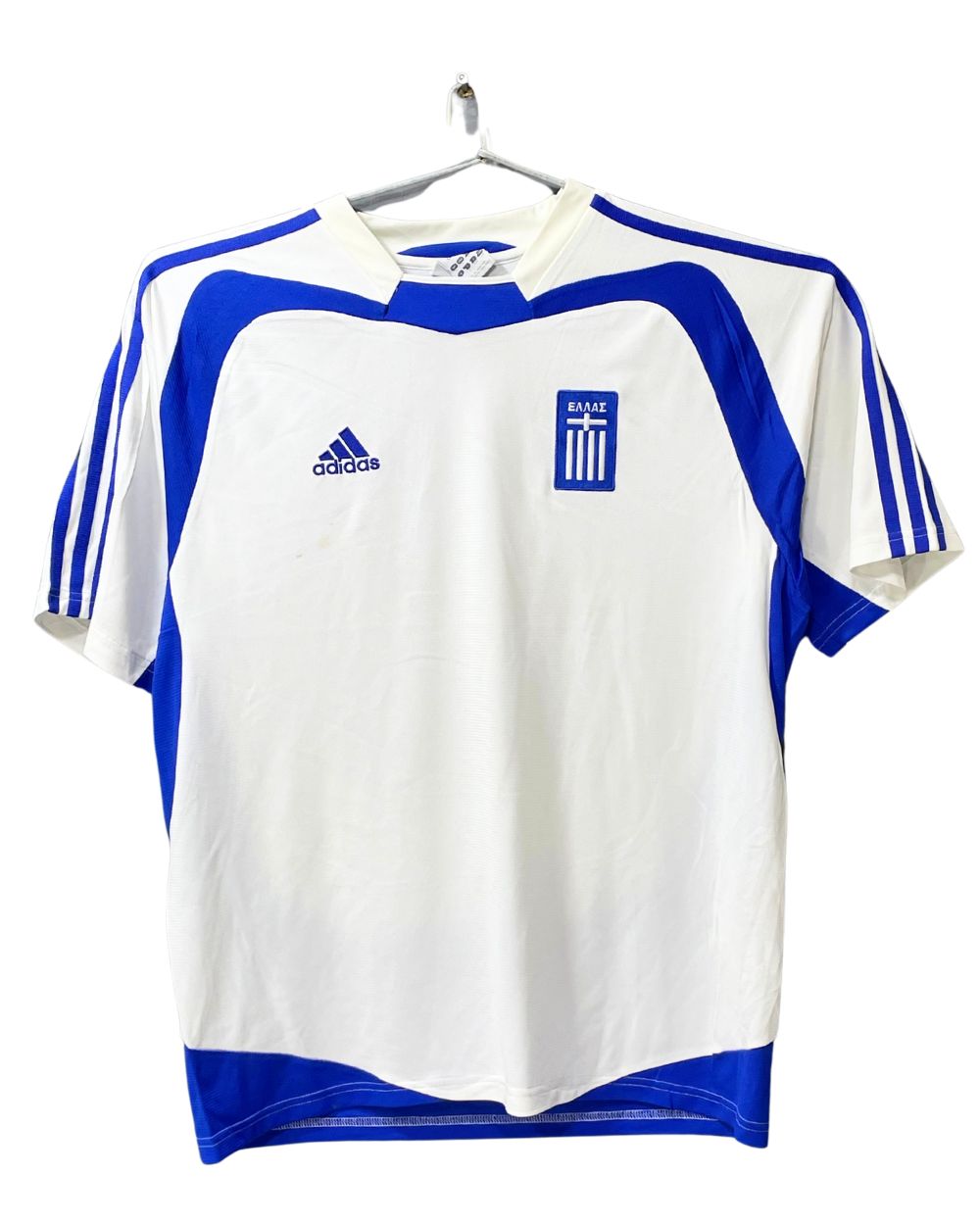 Adidas Greece White & Blue Football Sports For Men T Shirt M