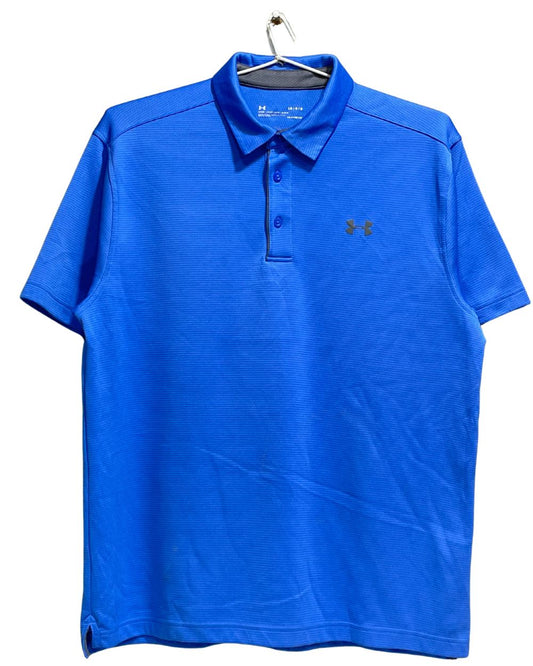 Under Armour Blue Polyester Sport Polo T Shirt For Men L