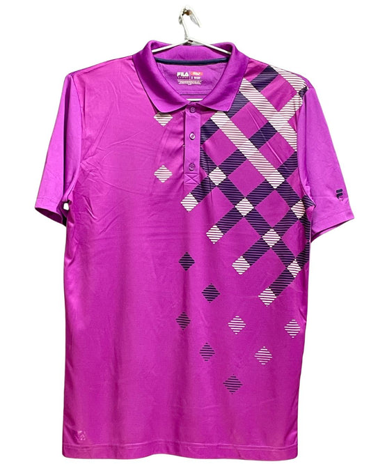 Fila Purple Polyester Sport Polo T Shirt For Men Small