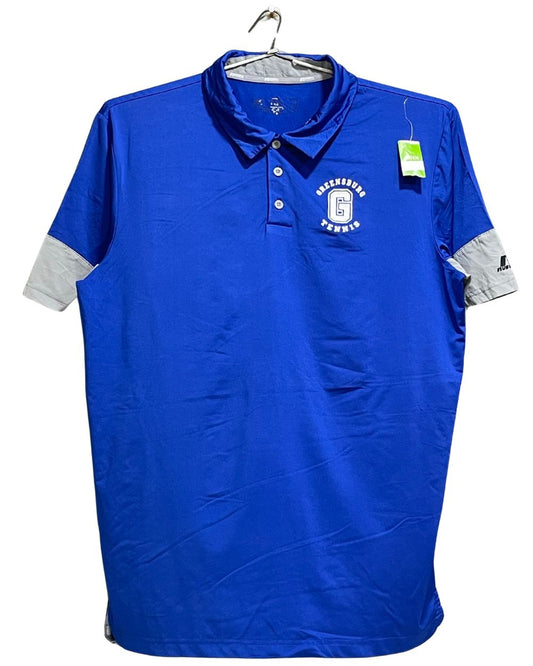 Russell Blue Polyester Sport Polo T Shirt For Men L
