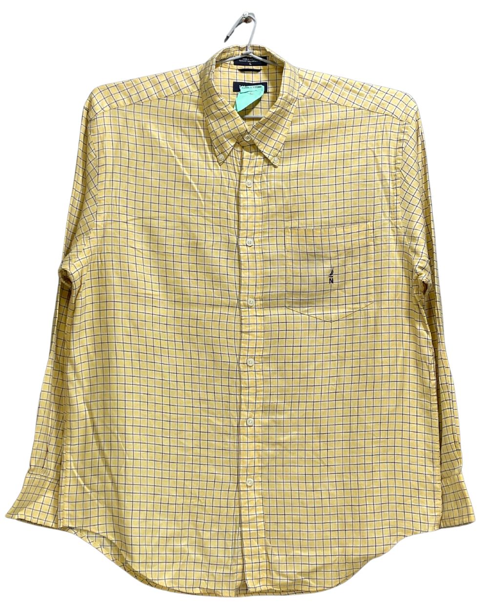 Nautica Yeloow Cotton Shirt For Men Large
