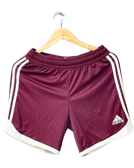Adidas Maroon Polyester Short For Women L