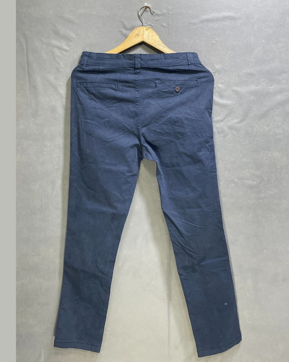 George Blue Cotton Dress Pant For Men L