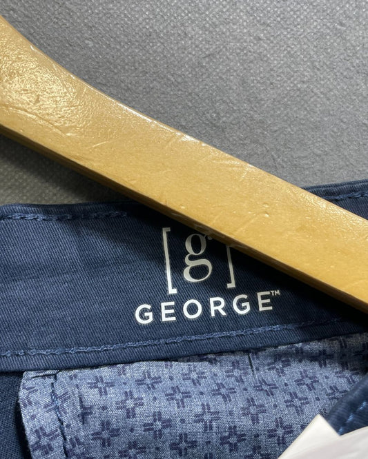 George Blue Cotton Dress Pant For Men L