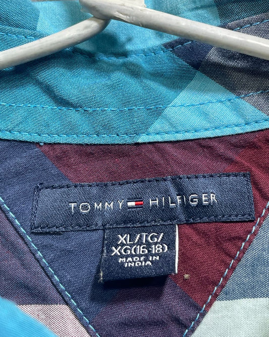 Tommy Hilfiger Blue Cotton Shirt For Kids 18 Years