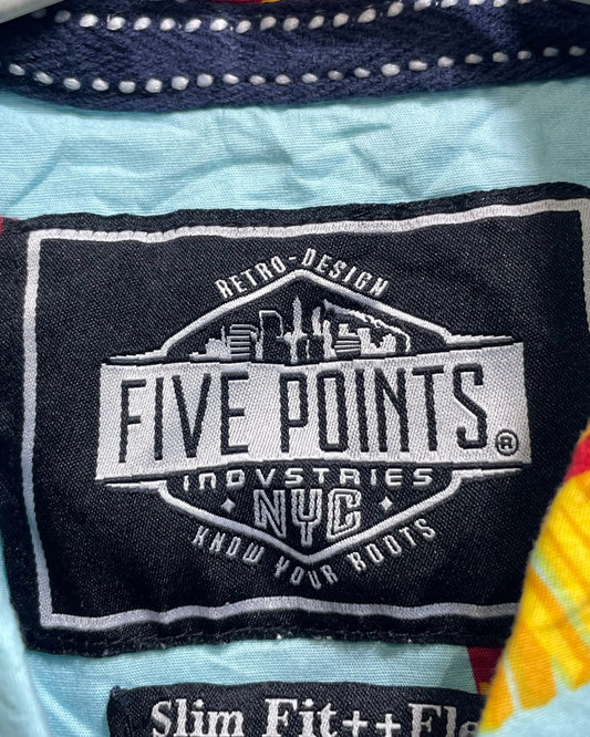 Five Points Blue Cotton Shirt For Men M