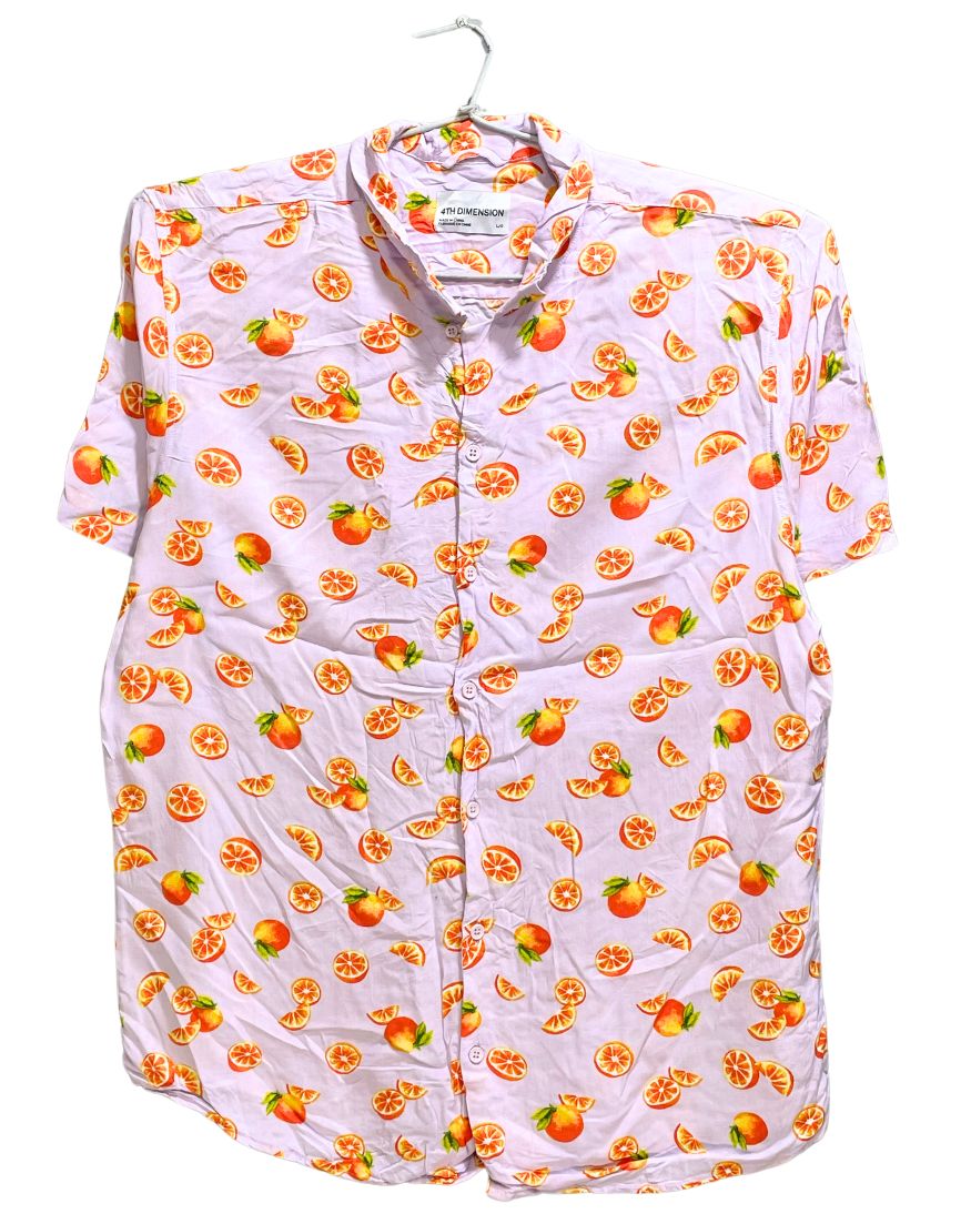 4th Dimension Pink Cotton Shirt For Men L