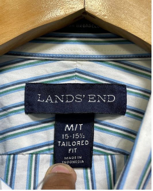 Lands' End Blue Cotton Shirt For Men Medium | Preloved Labels