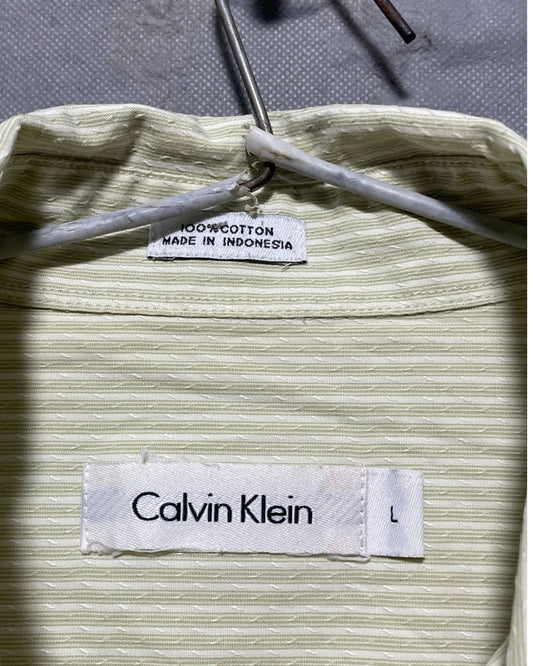 Calvin Klein Yellow Cotton Shirt For Men Large