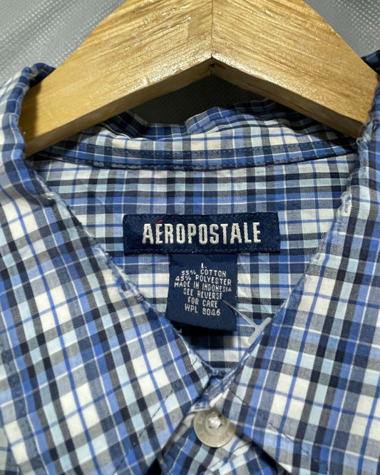 Aeropostale Blue Cotton Shirt For Men Large
