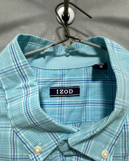 Izod Blue Cotton Shirt For Men XX Large