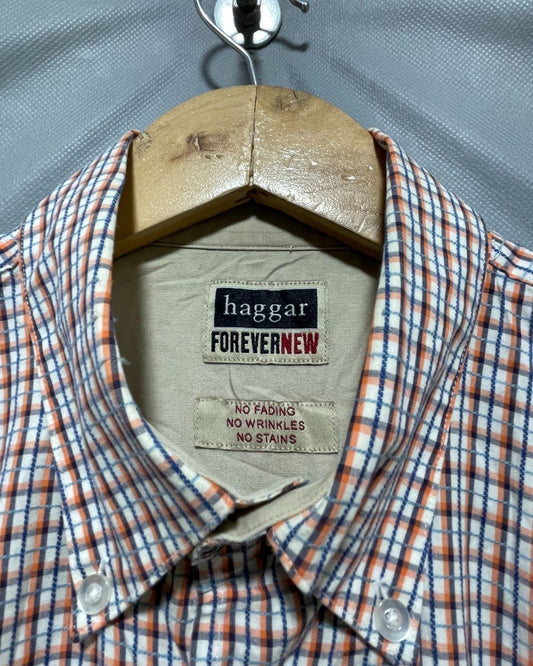 Haggar Orange Cotton Shirt For Men M