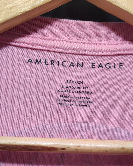 American Eagle Pink T Shirt For Men L
