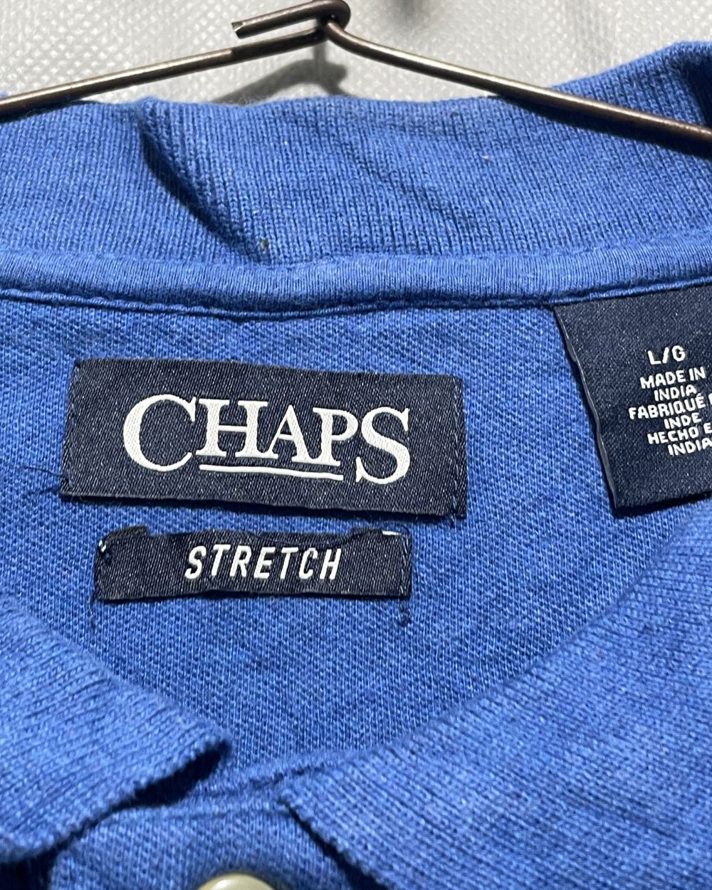 Chaps Blue Cotton Polo T Shirt For Men L