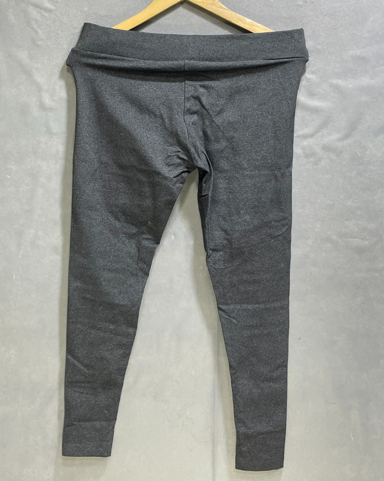 MATTY M Gray Polyester Jersey Stretch Gym tights For Women L