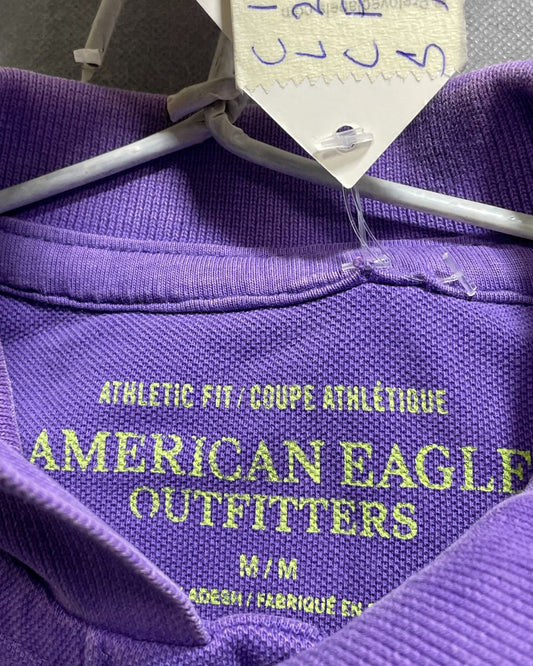 American Eagle Purple Cotton Jersey Polo T Shirt For Men Medium