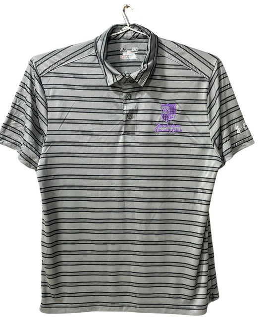 Under Armour Grey Polyester Sport Polo T Shirt For Men Large