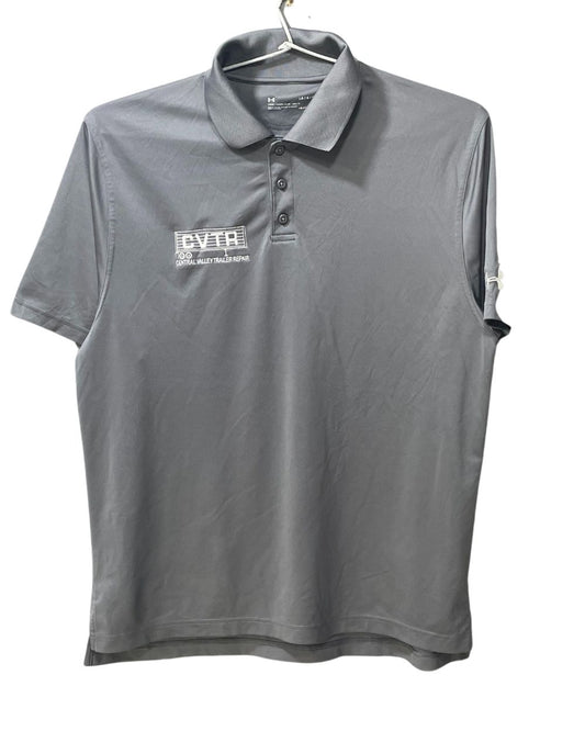 Under Armour Grey Polyester Sport Polo T Shirt For Men Large