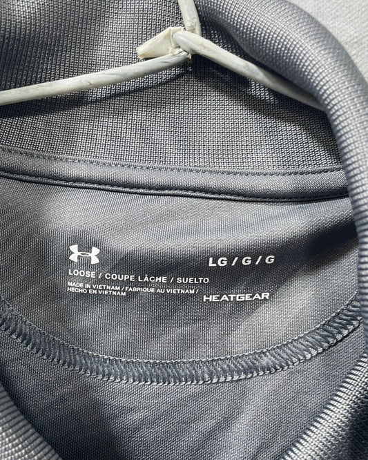 Under Armour Grey Polyester Sport Polo T Shirt For Men Large