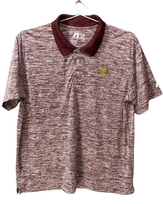 Russell Maroon Polyester Sport Polo T Shirt For Men X Large