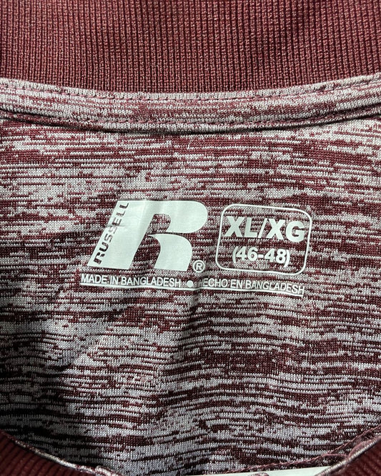 Russell Maroon Polyester Sport Polo T Shirt For Men X Large