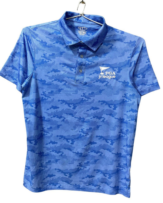 Garbing Blue Polyester Sport Polo T Shirt For Men Medium