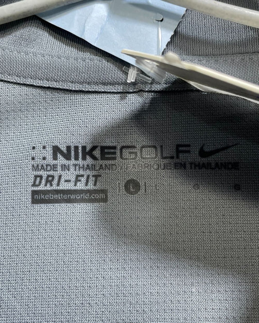 Nike Golf Grey Polyester Jersey Sport Polo T Shirt For Men Large