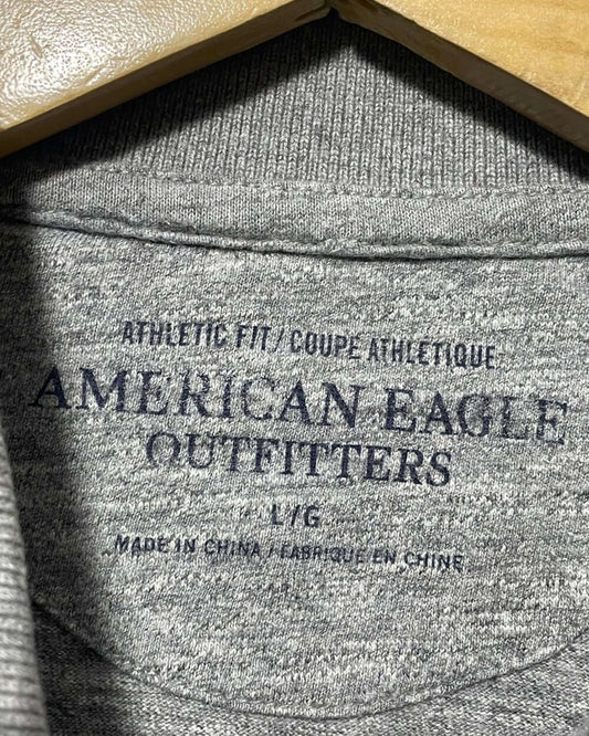 American Eagle Gray Cotton Polo T Shirt For Men Large | Preloved Labels