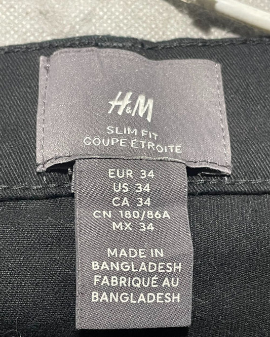 H&M Black Cotton Short For Men Large
