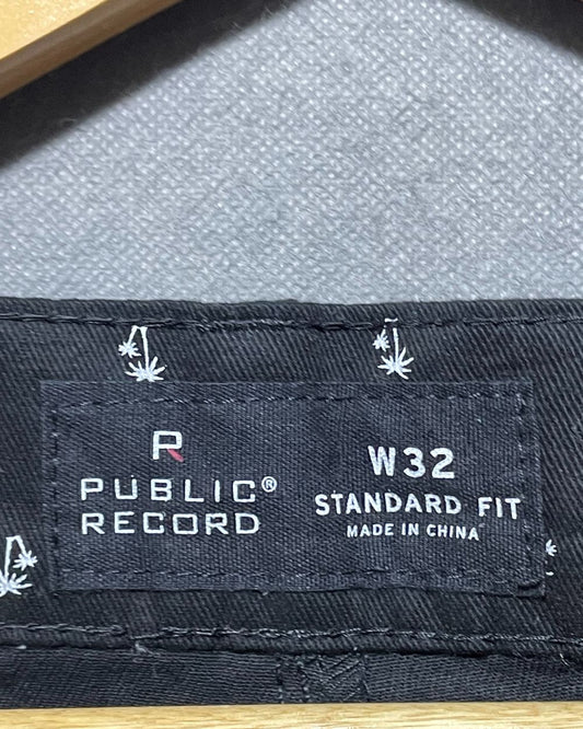 Public Record Black Cotton Short For Men M