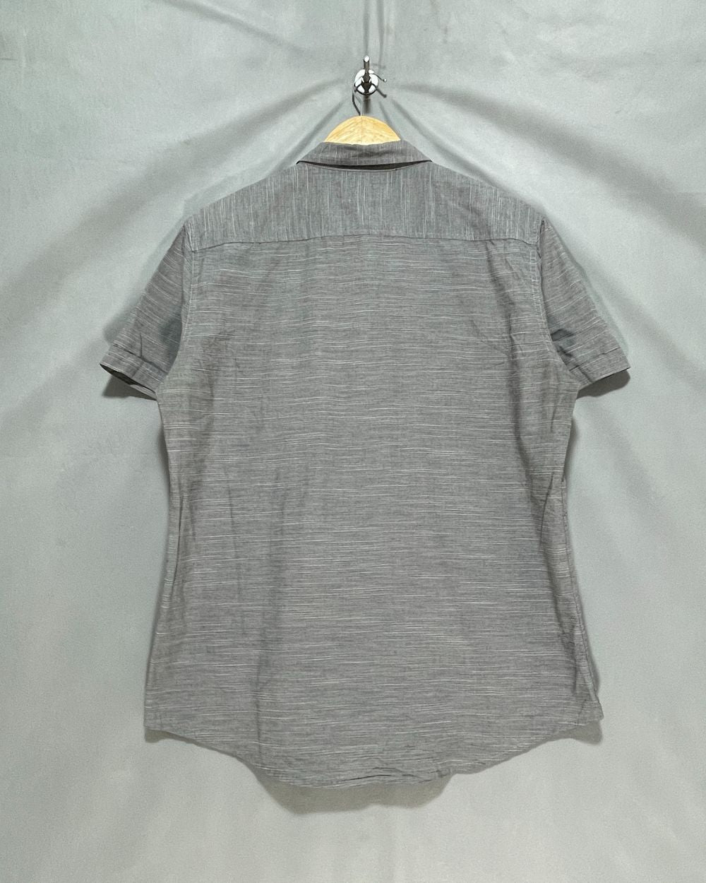 Attention Gray Cotton Shirt For Men Large