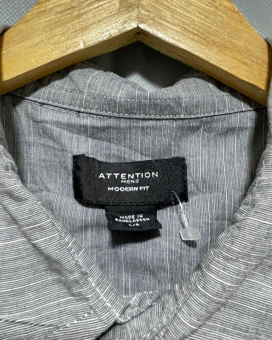 Attention Gray Cotton Shirt For Men Large