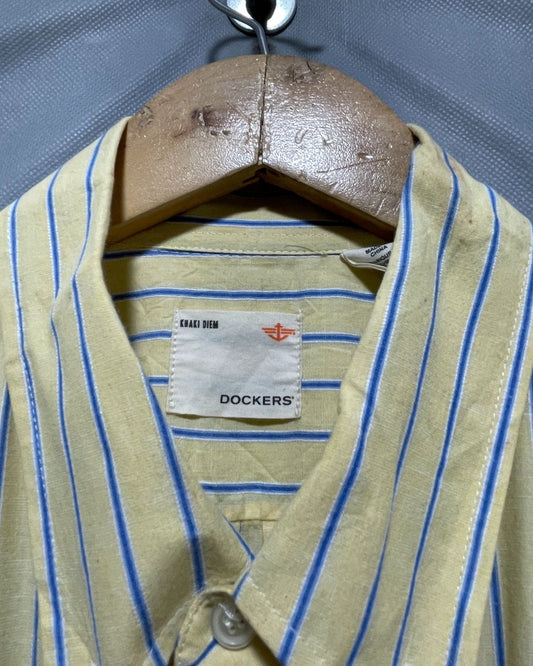 Dockers Yellow Cotton Shirt For Men Large