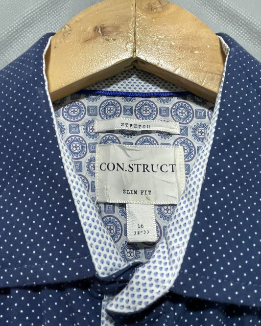 Con Struct Blue Cotton Shirt For Men Large