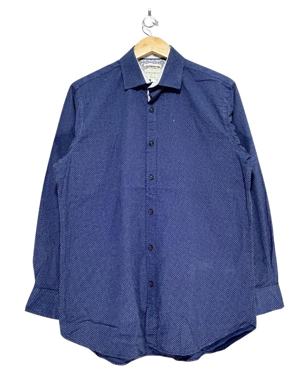 Con Struct Blue Cotton Shirt For Men Large