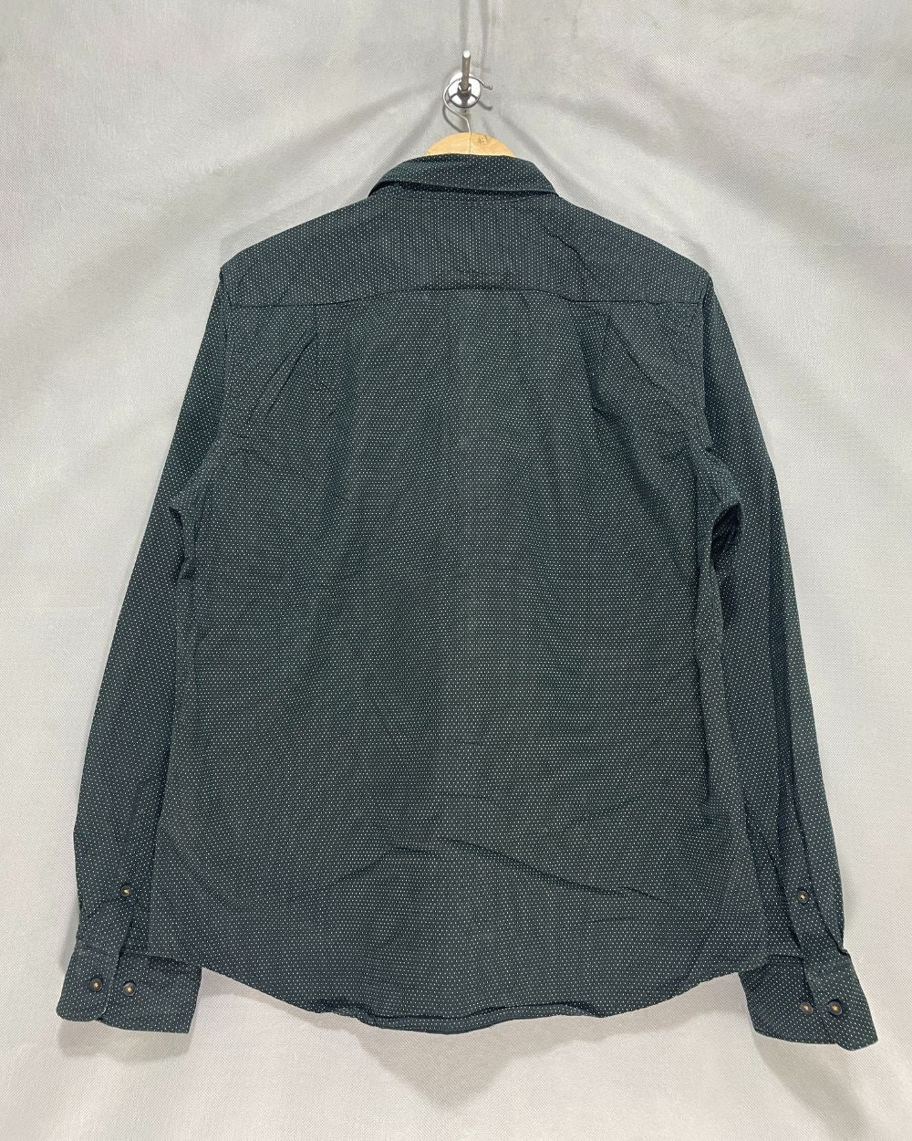 Denim & Flower Black Cotton Shirt For Men Large