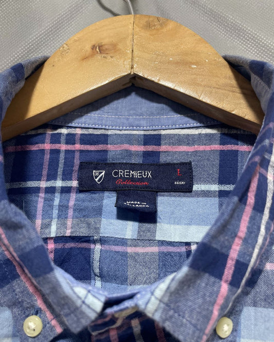 Cremieux Blue Cotton Shirt For Men Large